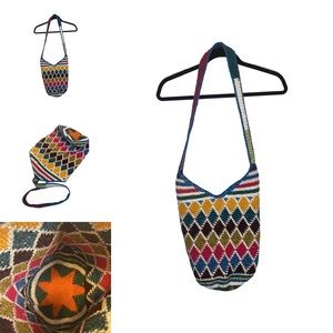 Handmade geometric crochet over the shoulder bag